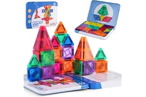 AOOSA 40 st mini magnetiska byggplattor reseplattor med förvaringsburk | pedagogiska leksaker för reseset, magnetiska block, byggleksaker för resor