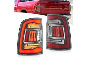 ‎VLAND MOTOR VLAND Motor Rückleuchten kompatibel für Ram 1500 2009-2018, Ram 2500/3500 2010-2018, Ram 1500 Classic 2019-2024, Kein E-Prüfzeichen, Kein Nebellicht (Klar + Roter Balken)