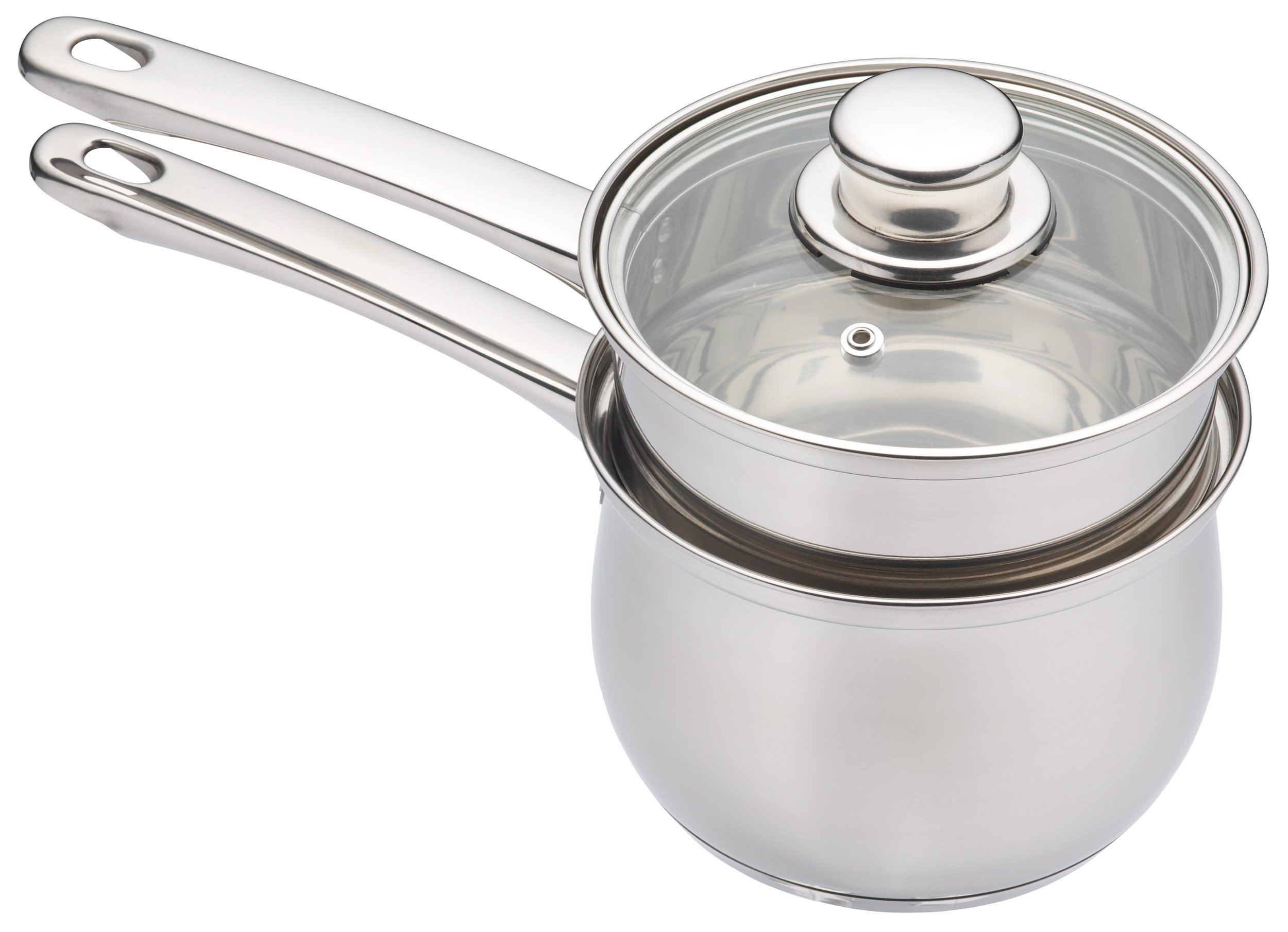KitchenCraft Induction-Safe Stainless Steel Double Boiler Porringer / Bain-Marie Pan with Non-Stick Coating, 16 cm (6.5