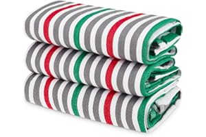 ATEN Homeware Egyptian Cotton Kitchen Tea Towels – Pack of 3, Size 50 x 70 cm – Highly Absorbent & Quick-Dry Dish Towels, Lint-Free & Durable, Fade Resistant, Made in Egypt (Multicolor)