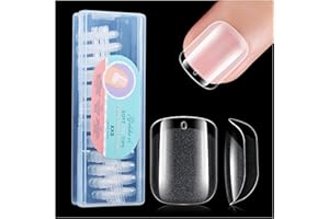Gelike ec Nail Tips Short Soft Gel Full Cover Nail Tips Square Soak Off Clear Gel Nail x Tips Nail Extensions 240PCS 12SIZES Extra Short Square False Nails Gel Resin XXS