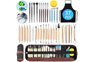 TWBEST 37 Stück Modellier Werkzeuge,Modellierwerkzeug,Sculpting Werkzeug,Ton Werkzeug für DIY Modellbau,Interaktives Eltern-Kind-Spielzeug