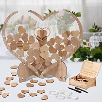 Manschin Laserdesign - Libro Degli Ospiti In Legno E Acrilico A Forma Di Cuore Per Matrimonio - Personalizzabile Con Incisione - Colore A Scelta
