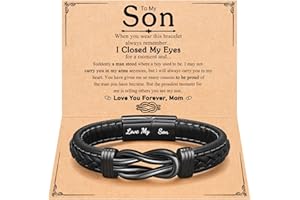 D Dongjiangjin Gift To My Son Grandson Nephew Man Boyfriend Brother Dad Mens Leather Bracelet for Birthday Valentine's Day Christmas Gifts