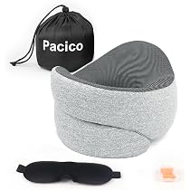 Oreiller De Voyage SnoozEasy - Mousse Mémoire Forme 360°, Masque Et Bouchons Inclus - Gris - Sac De Transport