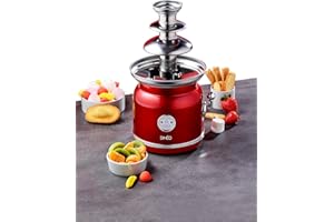 SIMEO SIMÉO - Fontaine à Chocolat FCH450 90W - Facile à Utiliser et à Nettoyer - Pièces Amovibles Compatibles Lave-Vaisselle - Design Vintage - 18x16x32,5 cm - Rouge