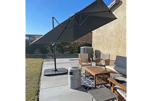 PURPLE LEAF Parasol Déporté Carré 2,7 × 2,7 m avec Base Croisée, Parasol de Jardin Exterieur à Manivelle Cadre en Aluminium, Protection UV 50+, Inclinable et Rotatif 360°pour Balcon Terrasse, Gris