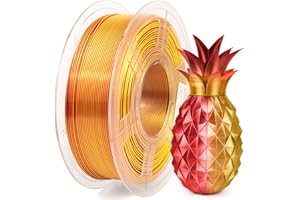 IEMAI Filament PLA 1.75, Soie Dual Color PLA Filament 1.75mm, Arc-en-Ciel Filament Imprimante 3D, PLA Multicolor 1.75, Dimensionnelle +/- 0.02 mm, 1KG Bobine PLA Double Couleur (Or + Rouge)