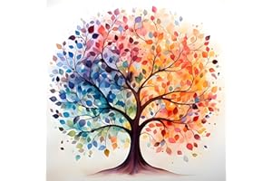 KEYIFA Diamond Painting Kit Complet, 5D Arbre coloré Full Drill Diamond Painting pour Adultes, DIY CréAtifs Peintures Arts Diamond Painting avec Accessoires, Murale DéCoration 30x30CM