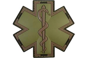 LEGEEON Olive Drab Multicam OD EMS EMT Medic Paramedic Star of Life Morale PVC Hook Patch