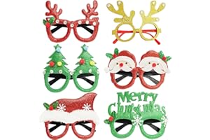 Senbaler 6 Stück Weihnachtsbrille Rahmen,Kreative Partybrillengestelle mit Weihnachtselementen,Weihnachten Fotorequisiten,Photo Booth,Fotoaccessoires