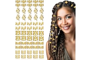 60 piezas de joyería para el cabello Ouligay, adornos dorados para trenzas, anillos de cabello dorados, joyería para el cabello pirata, festival de piratas, joyería para el cabello, accesorio