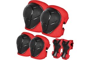 EASTINEAR Kids Knee Pads Elbow Pads Wrist Guards for Ages 3-9, Skateboard Protective Gear Set 6 in 1 for Boys and Girls, Toddler Safety Pads for Bike Roller Skate Scooter Rollerblade
