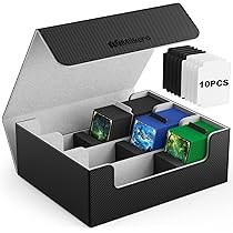 Mlikero Verzamelkaartenopbergdoos voor 2400 kaarten, magnetische kaarten, deck-box met 10 kaartverdelers en 4 schuimstoppers, lederen commander deck- box, geschikt