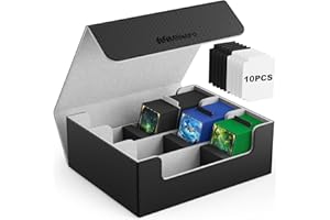 Mlikero Deck Box pour Rangement Carte d'une Capacité 1800+, Boite Rangement Carte en cuir à Fermeture Magnétique, Boite Carte pour les Cartes de Collection, Cartes de Sport (Noir)