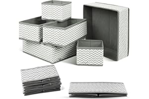 WDJLNZB Caja de Almacenamiento de Tela, Juego de 10 Organizadores de Cajones, Cajas de Almacenaje para Armario de Dormitorio para Guardar Calcetines, Ropa Interior, Camisa, Pantalones (gris)