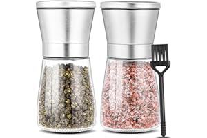Huifoo Salz und Pfeffermühle 2er Set, Gewürzmühle aus Hochwertigem Edelstahl, Premium Pfeffer und Salzmühle Set - vmit Manuell Verstellbarem Keramikmahlkern, für Pfeffer, Salz, Gewürze, Pepper Mills