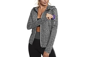 Terecey Running Jacket Women Breathable,Long Sleeve Zip Gym Tops Women Hooded,Zip Up Hoodies for Women with Thumb Holes,Sports Tops for Women with Side Pockets,for Fitness Yoga Workout S-XXL