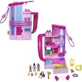 Barbie Polly Pocket Dreamhouse Compact, 3 Mikro Bebek, 1 Yavru K&ouml;pek, 11 Aksesuar, Asans&ouml;r ve Havuz ile Oyuncak Bebek Evi Oyu