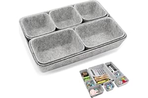 Svitzoot 8 Stück Schubladen Ordnungssystem Filz Organizer Schubladen Schubladen Organizer Set Wohnzimmer Badezimmer Büro Organisation Aufbewahrungsboxen Grau