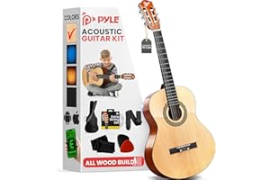 Pyle Konzertgitarre, ¾ Gitarre für Anfänger- 91cm aus Holz, Inkl. Stimmgerät, Gigbag, Gurt, Plektren & Extra Saiten, Kindergitarre für Einsteiger