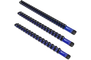 Olsa Tools Organizer per prese in alluminio da 1/2 pollici, 3/8 pollici e 1/4 pollici | Supporto per presa di qualità professionale (blu)