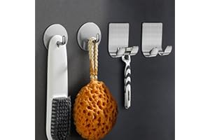 ANRUI Soporte de maquinilla de afeitar para ducha y ganchos de pared autoadhesivos, Premium 304 inoxidable ducha maquinilla de afeitar titular, ganchos adhesivos para colgar toallas, abrigo, 4 Pack
