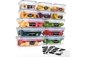 Hibisaws 12er Frischhaltedosen mit Deckel, Gefrierdosen, Essensboxen, BPA-frei Und 100% Luftdicht, Transparent, 6 x1 L & 6 x 0.5 L, meal prep boxen，Tupperdosen set
