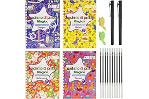 CHARFIA 4 Pezzi Grande Calligrafia Magica Italiano Riutilizzabile, Quaderno Per Calligrafia Per Bambin Calligrafia Magica Libro per Calligrafia Imparare a Scrivere[Large 18.3 * 25.8CM]