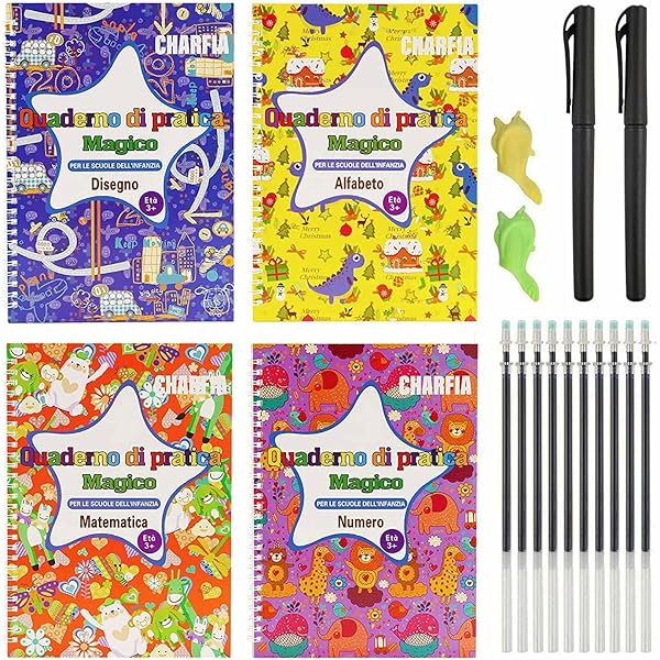 Quaderno Magico Per Calligrafia - Confezione 4 Pezzi Con Penne, Riutilizzabile Per Bambini - Foto 8