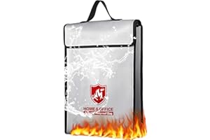 HEAVENLIFE Sacs à Documents Ignifuges, 1200℃ Porte-Documents Étanche et Ignifuge, 38x32x8cm Sac Ignifuge Résistant à l'eau, Pochette de Rangement Ignifuge étanche pour Passeports, Documents