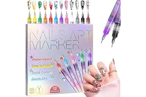 Hyhuiyin 12 Colors 3D Nail Art Pens Set, Nail Art Markers 0.5mm 3D Nails Polish Pen Graffiti Nails Drawing Pen Fine Tip Manicure Tools Painting DIY Arts Beauty Adorn for Women Girls