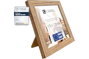 CABBEL Marco 15x15 cm, Roble, marco de madera MDF resistente, plexiglás inastillable, para colgar y colocar, ideal para fotos / imágenes / collage