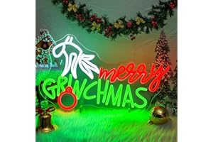 SIGNSHIP allegra Grinchmas Neon Segni Rosso e Verde Lettere allegre Grinchmas Neon Luce con Interruttore Novità Illuminazione per Festa di Natale Capodanno