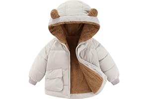 amiyan Baby Jungen Warm Steppjacke Baumwolle Winter Mantel Dicke Kinderjacke Winterjacke Flaum gefüttert Winter Kapuzenjacke mit Bärenohr Outerwear 1-6 Jahre