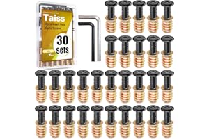 Taiss 30 ensembles de vis M6x25 meubles M6x15 inserts filetés en bois, écroulements, écroulements de tuiles en bois inserts boulons de fixation Connecteurs
