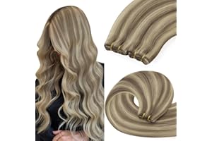 ‎YOUNGSEE YoungSee 100g Tressen Echthaar Hellbraun 60cm Echthaar Tressen zum Einnahen Braun Blond Haartressen Extensions Lange Haarverlangerung Haartressen Remy Weft Hair Extensions fur Wedding #P8A/60