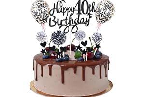 CNROSE Tortendeko 40 Geburtstag Deko Kuchen Topper 40 Kuchen Deko 40 Geburtstag Mann Happy Birthday 40 Tortendeko 40 Jahre Mann Frau Kuchendeko 40. Geburtstag Mann Schwarz Tortendeko 40. Geburtstag Mann Frau