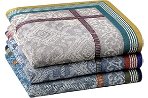 HOULIFE Homme Mouchoir en 100% Cotton Doux Bleu Rétro Lot de 3/6 Pièces, 16.73x16.73/42.5x42.5cm (Mixte - 3 Pièces),Bleu,Taille unique