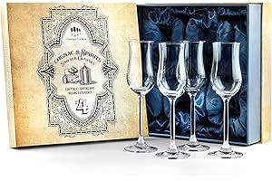 GLASSIQUE CADEAU Cognac & Spirits Snifter Bicchieri | Set di 4 piccoli tulipani Copitas per Brandy, Armagnac, Dessert Wine, Aperitivo, Dopo cena Drink Sorseggiando | Mini Stemmed Nosing Sniffers per degustazione di