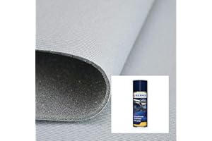 2R STOCK TramaTessile | Tessuto Cielo Auto Rivestimento Padiglione (Grigio Chiaro, 2,00x1,40mt+1 Colla)