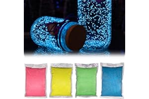 BEAHING Glow in the Dark Sand 4 Bags 10g/Bag Reusable Luminous Sand Aquarium Sand DIY Glow in the Dark Rocks Wishing Bottle Decorative Gravel for Home Garden Decoration, Randomly Colored, Fish Tank Decor