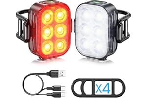 ASUNND Luci Bicicletta Kit, Combinazione di Luci Anteriori e Posteriori de Bicicletta, Ricarica USB Impermeabile IP65, Luci di Sicurezza LED in Modalità 4+6, Adatto per Varie Bici da Strada e Mountain Bici