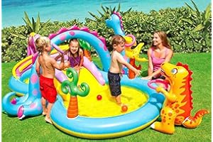 Intex Dinoland Play Center 57135NP Jeu gonflable, avec piscine et toboggan