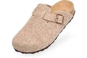 BOnova Kapcie damskie i męskie – przytulne filcowe pantofle z anatomiczną wkładką – antypoślizgowe filcowe kapcie z gumową podeszwą – chodaki męskie i damskie klasy premium z korka