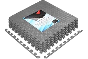 REALIKE Exercise Foam Mat Protective Flooring Mat Eva Puzzle Rubber Cushions Interlocking Tiles Gym Mats for Fitness sport workout Play 24"X24"(60cmX60cm)