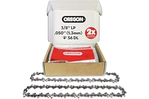 Oregon 2-er Pack Sägekette 3/8 LP Teilung, 0,50 Zoll (1,3 mm) Stärke, für 16 Zoll (40 cm) Führungsschiene, 56 Treibglieder - Geringer Rückschlag Ersatzsägekette für Ryobi, Black & Decker und mehr