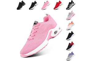 Hitmars Womens Trainers Running Shoes Air Cushion Gym Shoes Athletic Sports Lightweight Breathable Jogging Sneakers for Ladies Fashion Walking Shoes Black Pink Red White Orange Purple Size 3.5-7.5 UK