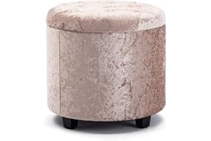 HNNHOME - Puf reposapiés/otomano con almacenamiento, 45 m, redondo, 45 l, marco de madera fuerte, en terciopelo, ideal como taburete o baúl de juguete, diseño para salón y dormitorio