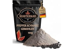 ‎KRAUTSCHMAUS 120g Pfeffer schwarz gemahlen von Krautschmaus, gemahlener schwarzer Pfeffer, Gewürzpfeffer, Pfefferpulver ohne Zusatzstoffe